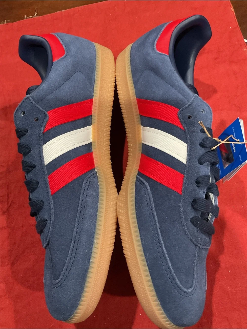 adidas Samba OG Navy Suede Sneakers with Red & White Stripes